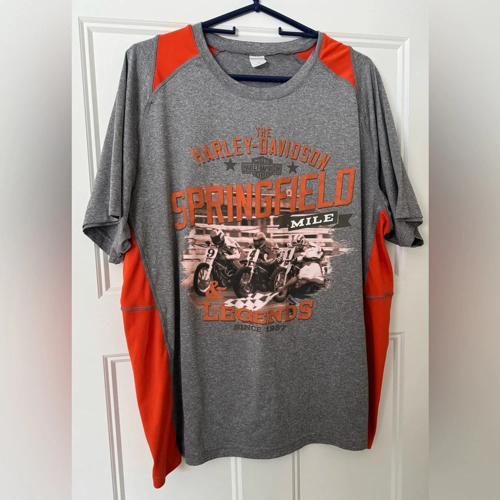 Harley Davidson Gray Orange Men's Short Sleeve Tee shirt springfield mile legend